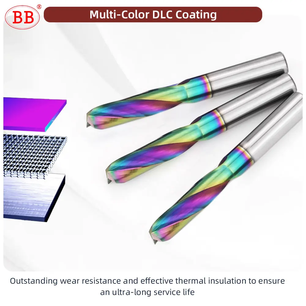 BB Flat Drill Solid Carbide DLC Coating for Non-metal Aluminum 180° CNC Inclined Curved Surface Bottom Hole Making 0.5mm-10.7mm