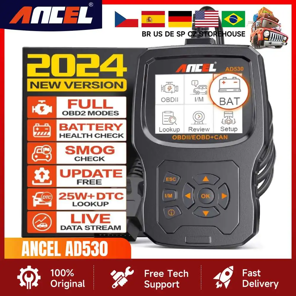 ANCEL AD530 OBD2 Automotive Scanner Professional Car Code Reader Battery Tester Check Engine OBD 2 Car Diagnostic Scan Tool