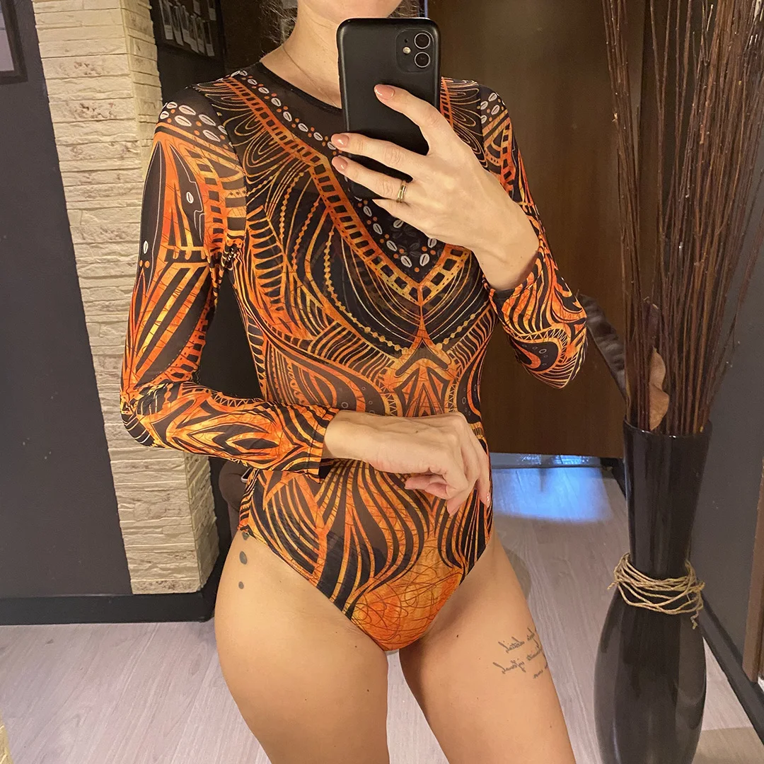 S - XXL 3-teiliges Set, neues, bedrucktes, langärmeliges Badeanzug-Set mit Hose, Sarong, Damen-Badebekleidung, einteiliger Badeanzug, Damen-Badeanzug, Badeanzug V7180 – Detail 11