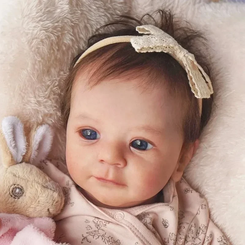 

18inch Realistic Reborn Baby Doll-Cute Girl with Bright Blue Eyes And Brown Hair-Soft Cloth Doll Ideal Christmas Gift for Kids