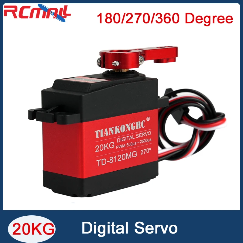 TD-8120MG Digital Servo Metal Gear High Torque 180/270/360 Degree Waterproof 20KG 4.8V-7.2V for RC Car DIY Robot Model Toy