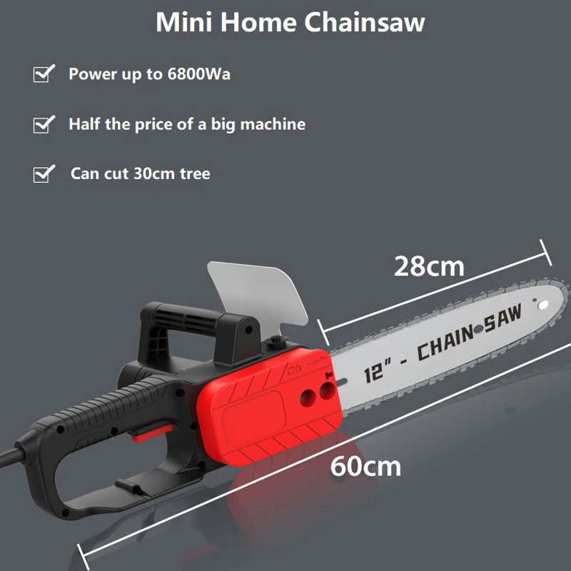 Mini Handheld Chainsaw Portable High Power Electric Saw Alloy Chain Efficient and Fast Cutting Without Burn Machine Cut Firewood