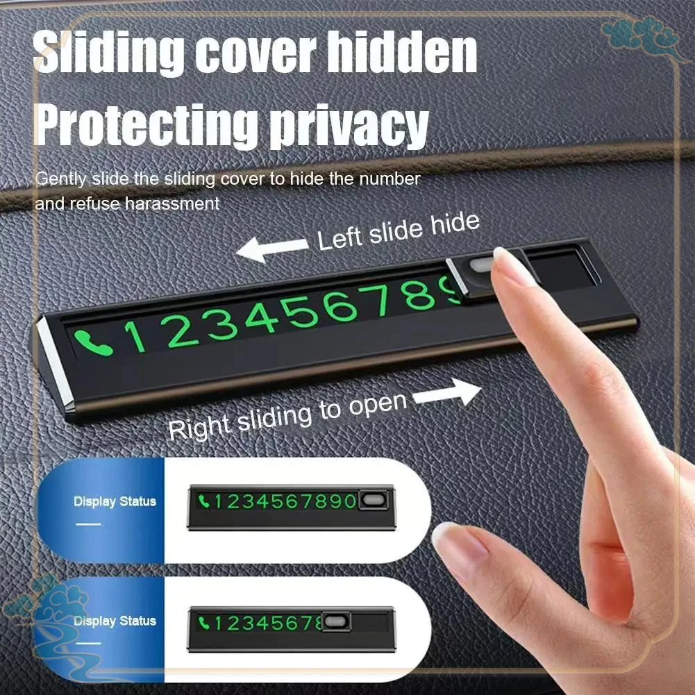 Hidden Car Styling Temporary Parking Card Plate Telephone Number Metal Alloy Texture Auto Phone Number Card Card Car Sticker