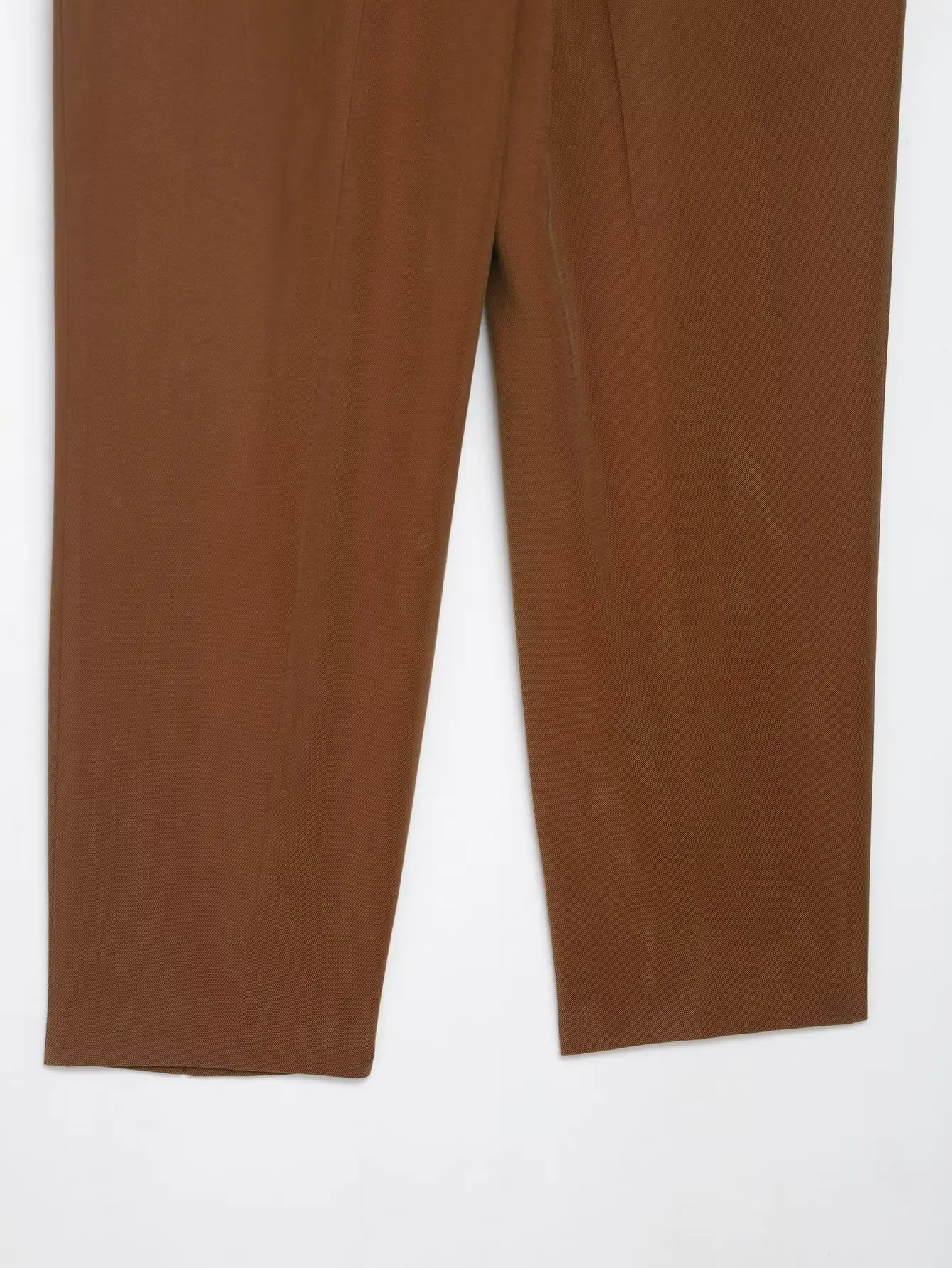Women's High Waist Ankle Trousers Zipper Fly Belted Office Chic Fashion Pants with Side Pockets