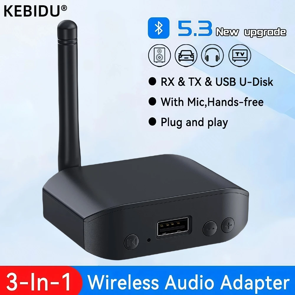 Bluetooth 5,3 аудиоприемник-передатчик 3,5 мм AUX U диск беспроводной HIFI качество звука аудиоадаптер с микрофоном для автомобильных динамиков