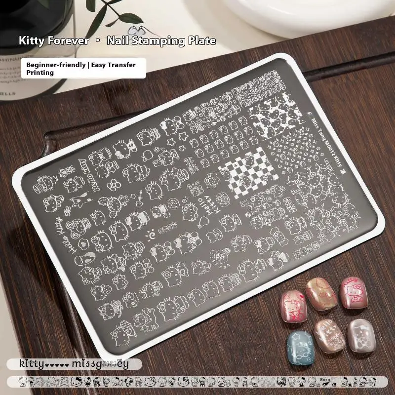 1PC Cartoon Hello Kitty Nail Art Stamping Piastra Adesivo Stile giapponese Kitty Cat Immagine Modello di stampa per unghie Strumenti per manicure fai da te