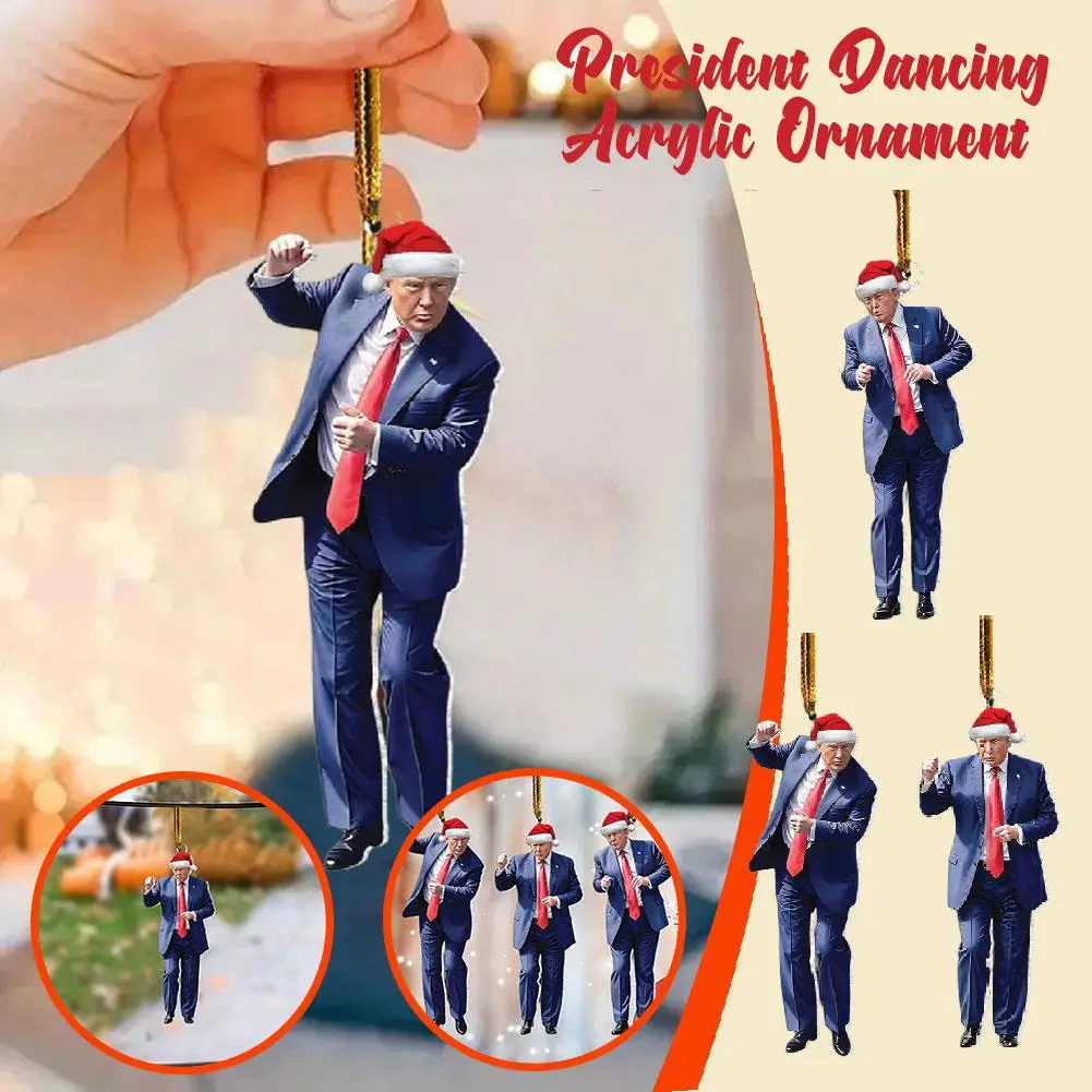 President-inspired Acrylic Christmas Decor Hanging Ornament For Car And Tree Perfect Holiday Gift Funny Cartoon Pendant Q8z1