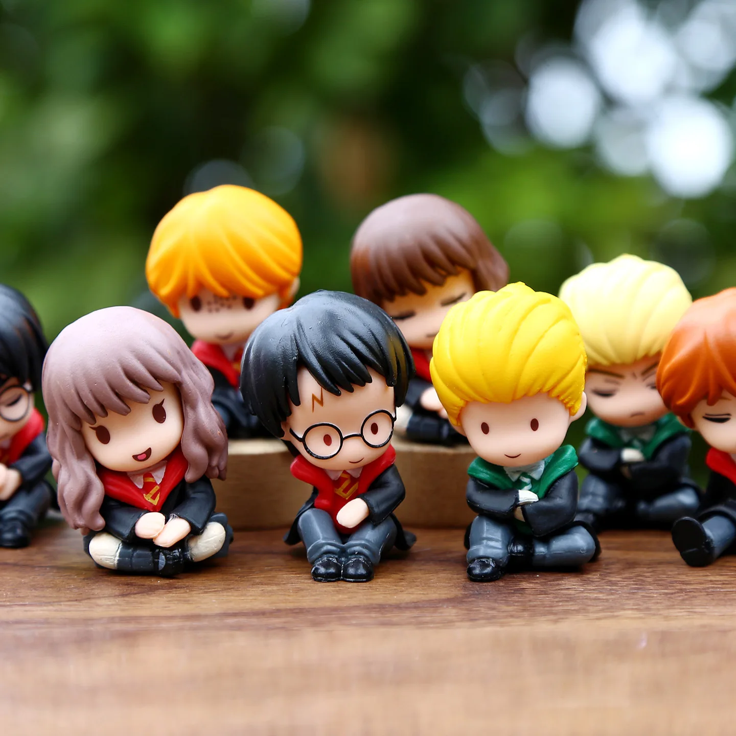 8pcs/set Anime Magic Boy Harry Q Version sitting posture Action Figure PVC Model Statue Toys doll Desk Decor Collectible Gifts