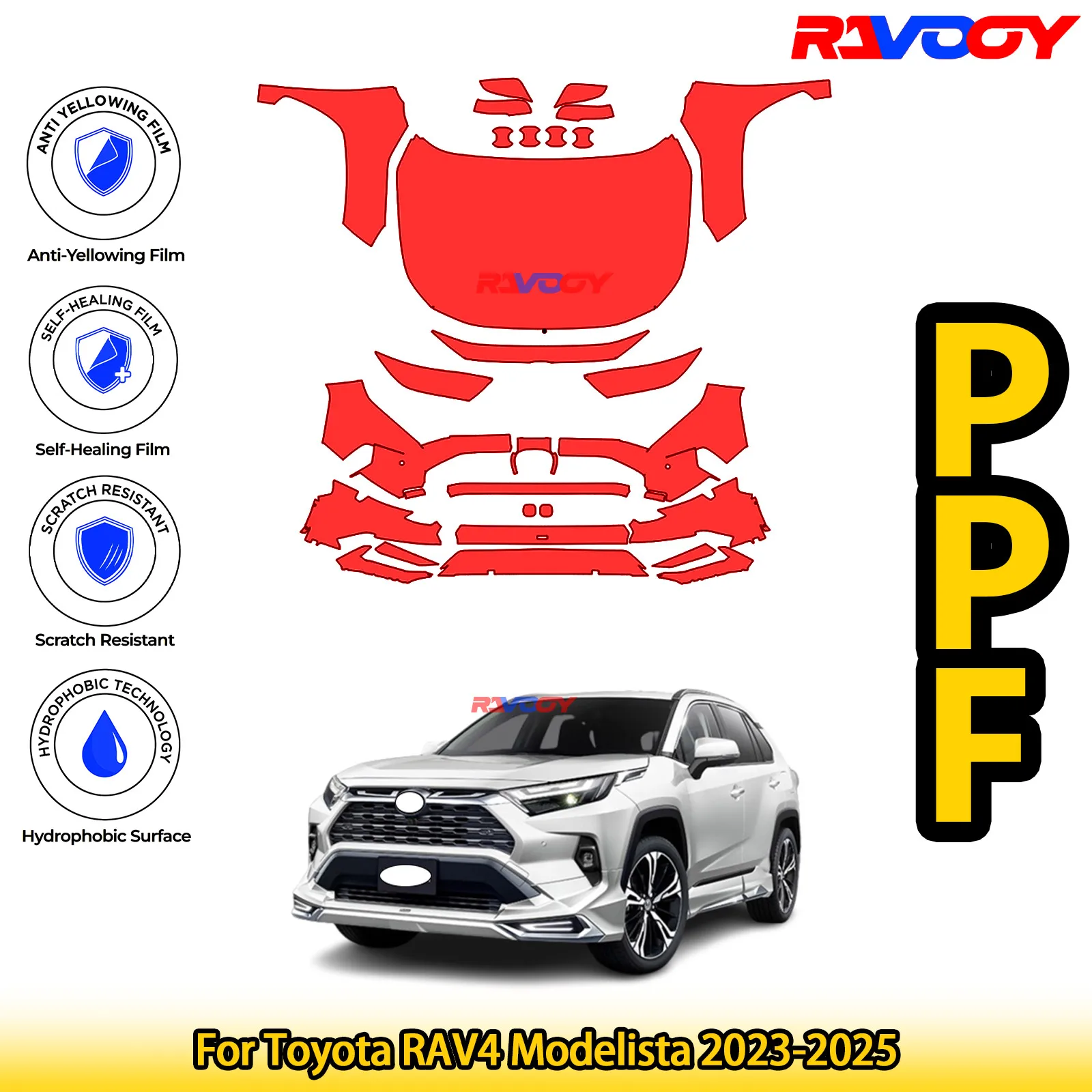 

For Toyota RAV4 Modelista 2023-2025 Glossy Matte Black Precut front PPF Kit Paint Protection Film