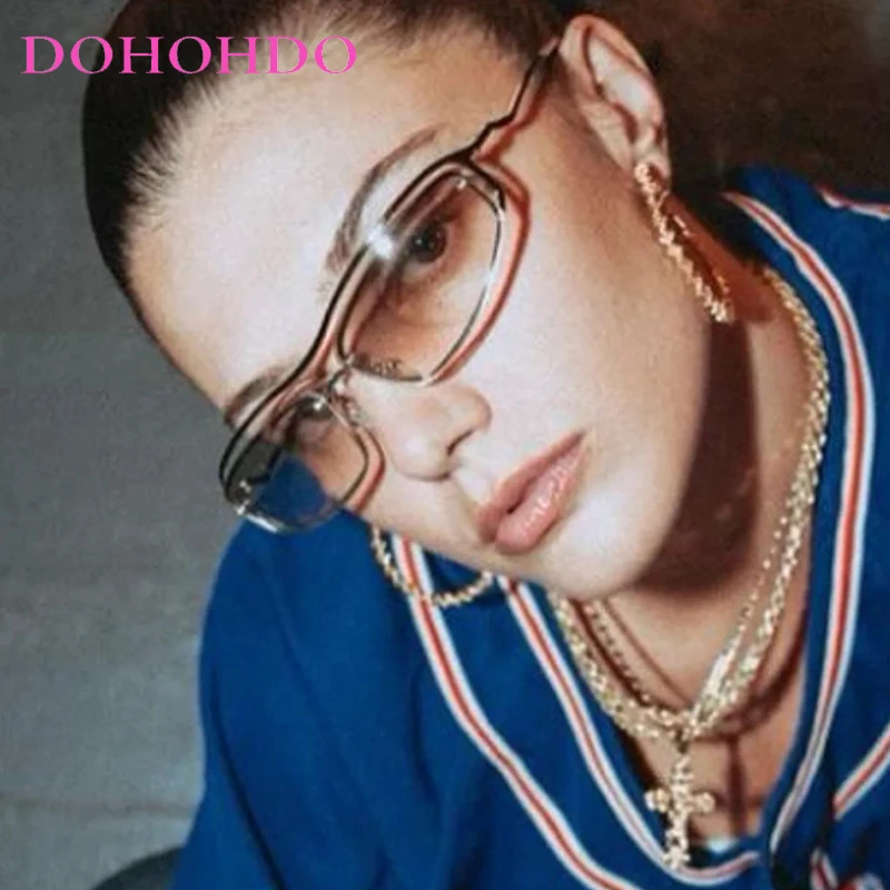 Popular Y2k Vintage Irregular Square Sunglasses Women Men Luxury Brand Designer Sun Glasses Punk Metal Hollow Bend Eyewear