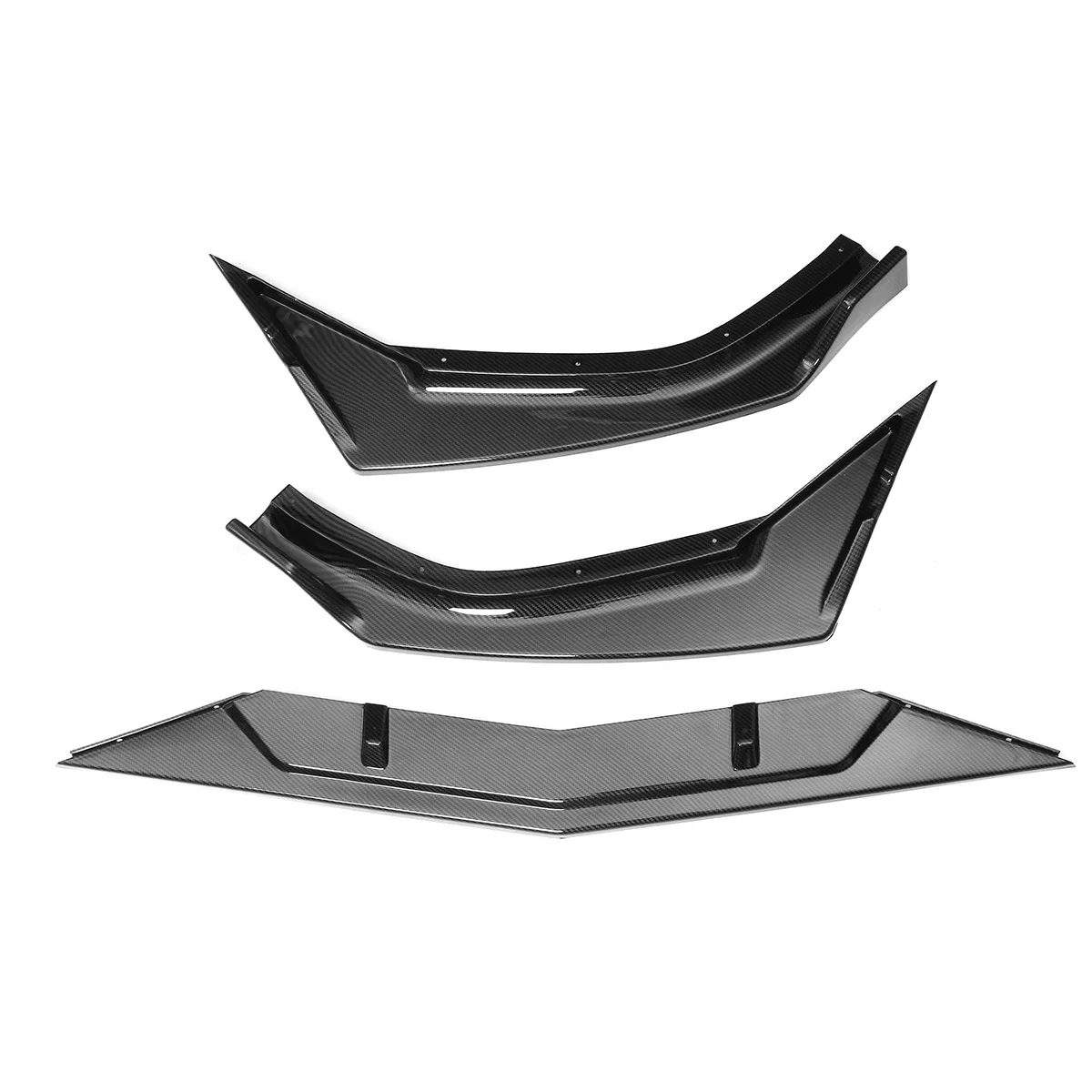 3pcs Carbon Fiber Look Car Front Bumper Lip Splitter Lip Spoiler Diffuser Spoiler Cover Trim For Honda For Civic 2016-2019