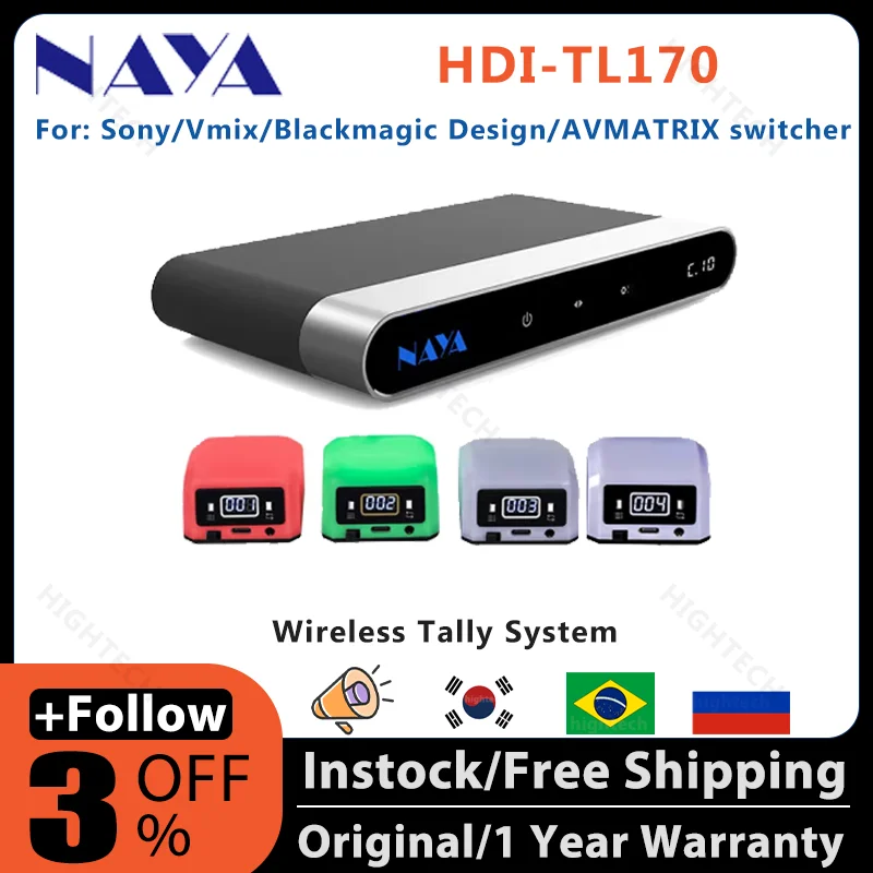 Naya HDI-TL170 wireless tally system Tally light 2000m transmission distance for Sony/Vmix/Blackmagic design/avmatrix switcher