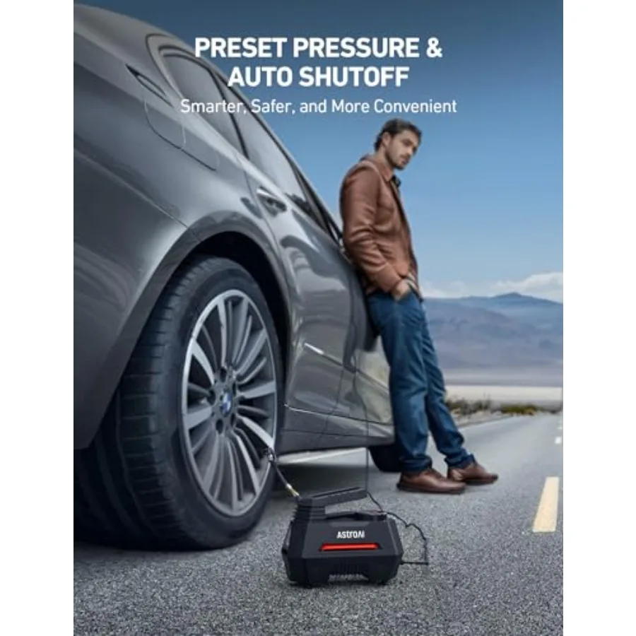 منفاخ إطارات ضاغط الهواء بطول 12 قدم مع سلك تمديد ولاعة السجائر لصيانة المركبات والاستخدام الخارجي عالي الضغط Ai