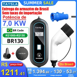 TAYSLA Portable Electric Car Charger 32A 5M Cable EVSE Charger CEE Plug 7kw Type2 Wallbox for Electric Vehicle BYD