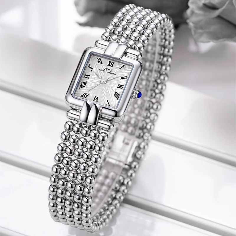 Eleganti orologi da donna quadrante in argento orologio da polso Casual in acciaio quadrato regali femminili piccoli orologi da polso al quarzo di moda da donna di lusso