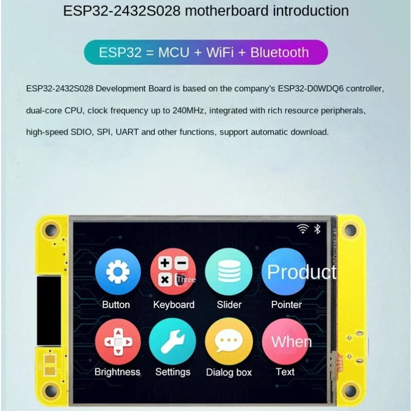 ESP32 Development Board 2.4 Inch Touch LCD TFT Module 240x320 Resolution WIFI Bluetooth LVGL GUI For
