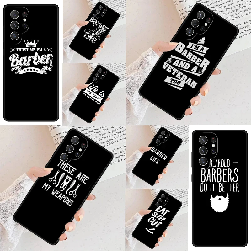 Barber Funny Vintage Classic Barber Distressed Phone Case For Samsung Galaxy S24 S23 S22 S21 Ultra Note 10 Pro S20 Plus S9 Cover