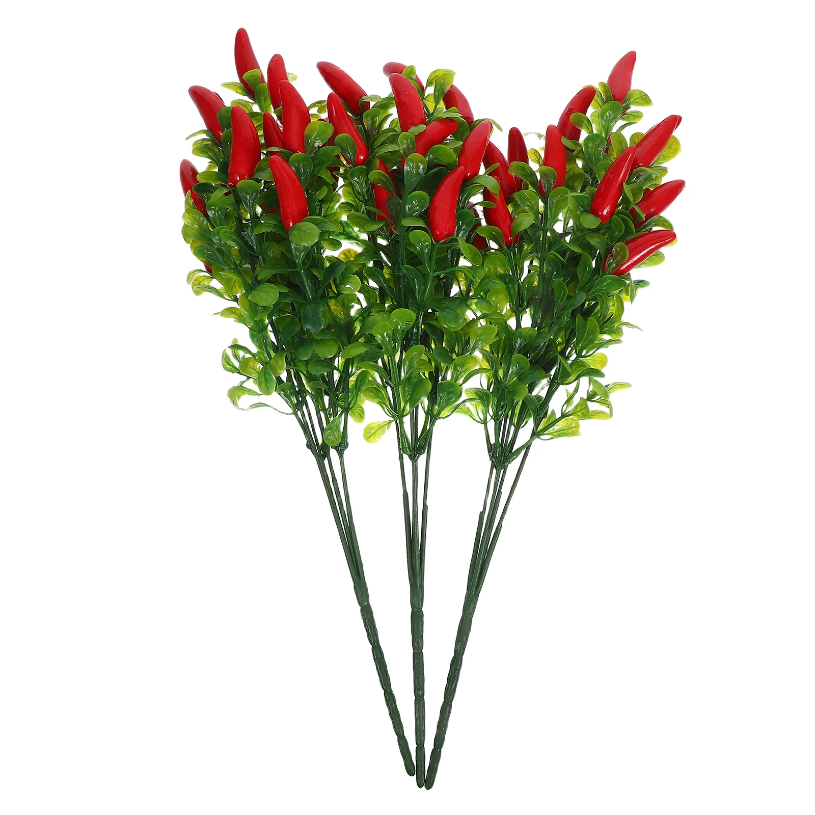 

3pcs Artificial Chili Stems Faux Red Pepper Bouquet Decorative Fake Green Plants Home Wedding Autumn Party Foam Simulated Berry
