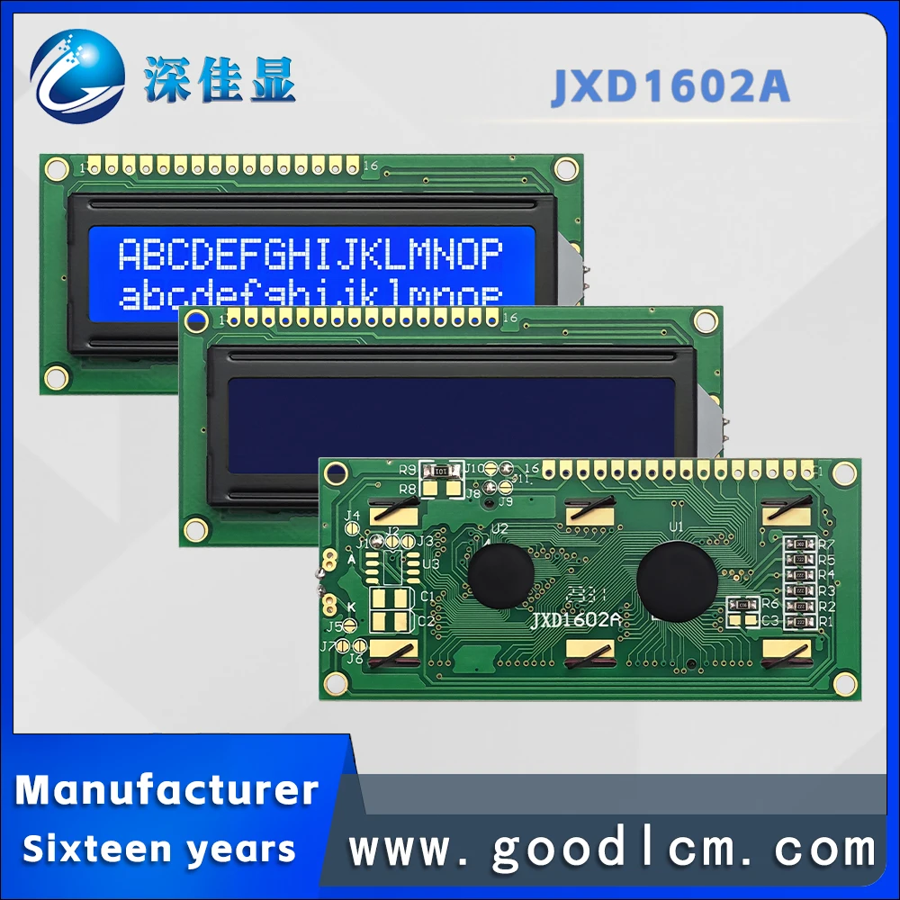 ドットマトリックスデジタルシンボルスクリーン,lcmディスプレイモジュール,高品質,業界,jxd1602a stn,16x2ライン,lcm,1602