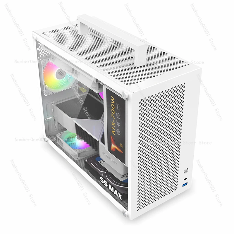 S5MAX chassis white matx main board SFX power supply medium tower side transparent desktop mini ITX computer empty case