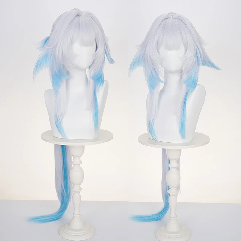 게임 Honkai: 스타 레일 Cerydra 코스프레 가발 블루 화이트 긴 머리 Cerydra 가발 할로윈 파티 성인 여성 남성