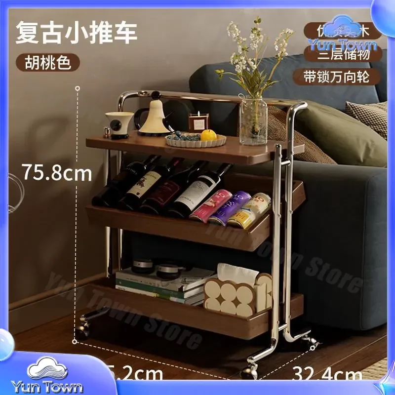 Winter Wood Solid Wood Sofa Side Table for Household Living Room Tea Table Snacks Rack Narrow Side and Head Cabinet Movable