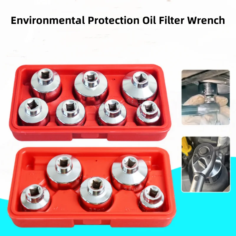 

Oil Filter Wrench Tool Kit Socket 24 27 29 30 32 36 38mm w/Case Oil Wrench Set Remover