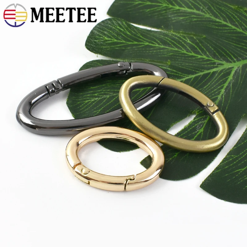 25-54mm Meetee 2/5Pcs O Ring Carabiner Clips for Bags Oval Metal Buckle Dog Leash Spring Loop Webbing Connect Clasp Accessories