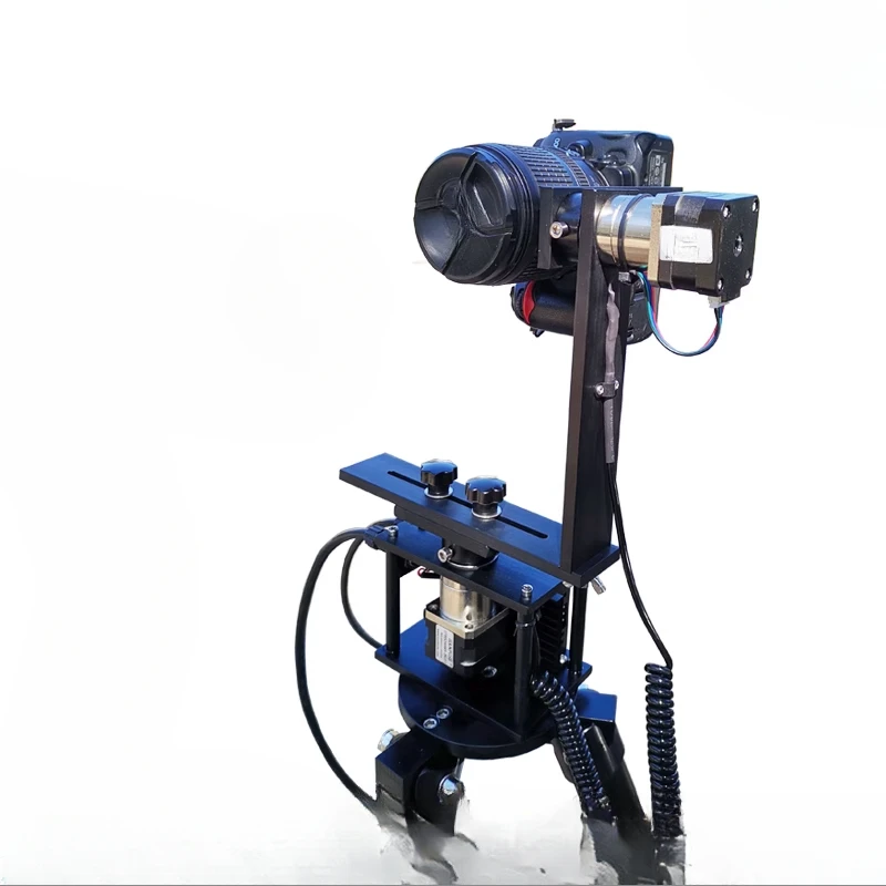 

SLR electric program-controlled 720-degree panoramic gimbal automatic shooting, the rotation delay of the connecting piece is