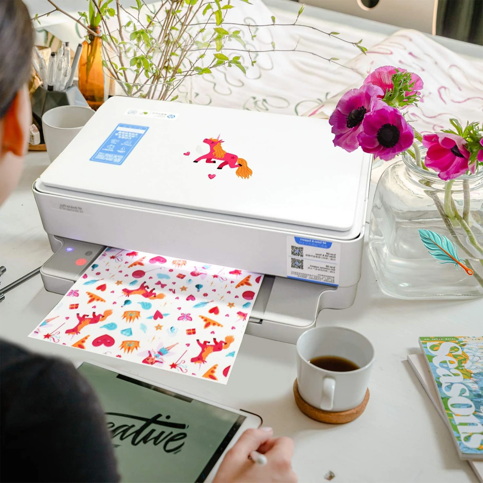 A4 10 قطعة 8.3x11.7 بوصة أوراق ذاتية اللصق قابلة للطباعة ورق لاصق فينيل للطابعة النافثة للحبر 100% ورق لاصق شفاف