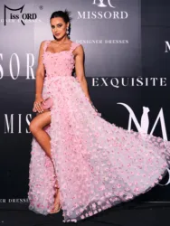 Missord 2026 Pink Spaghetti A Line Split Evening Wedding Birthday Prom Elegant Party Dresses For Women Dress