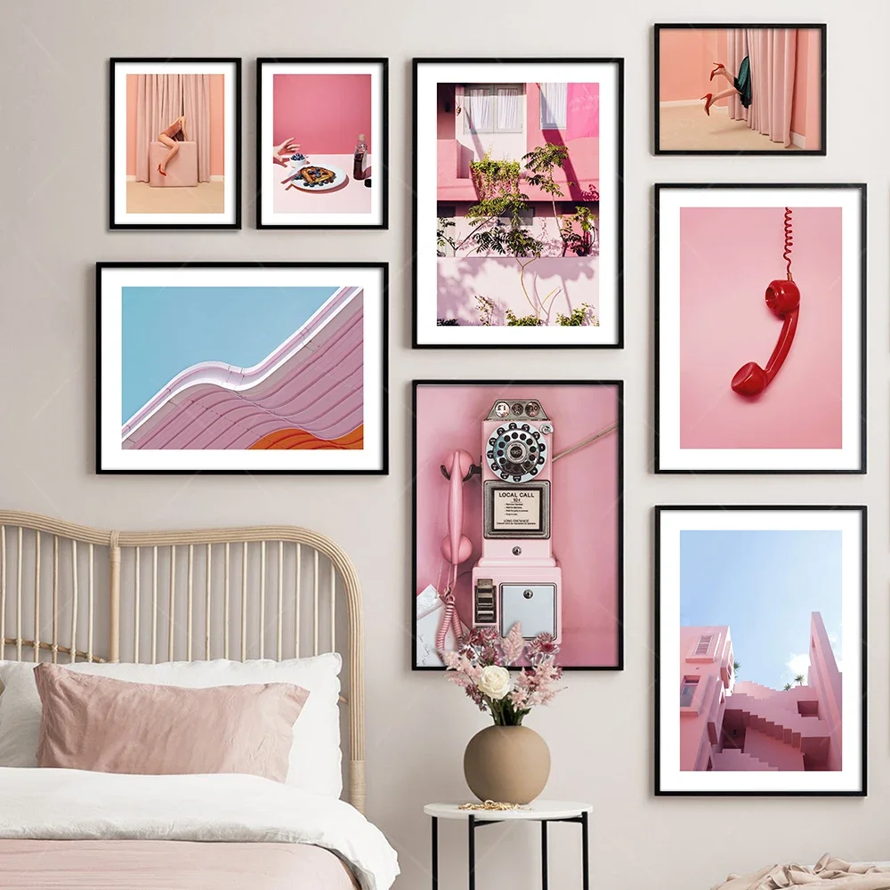 Pink fashion vintage Neighbourhood Watch wall art painting on canvas nordic posters and prints wall photos for living room