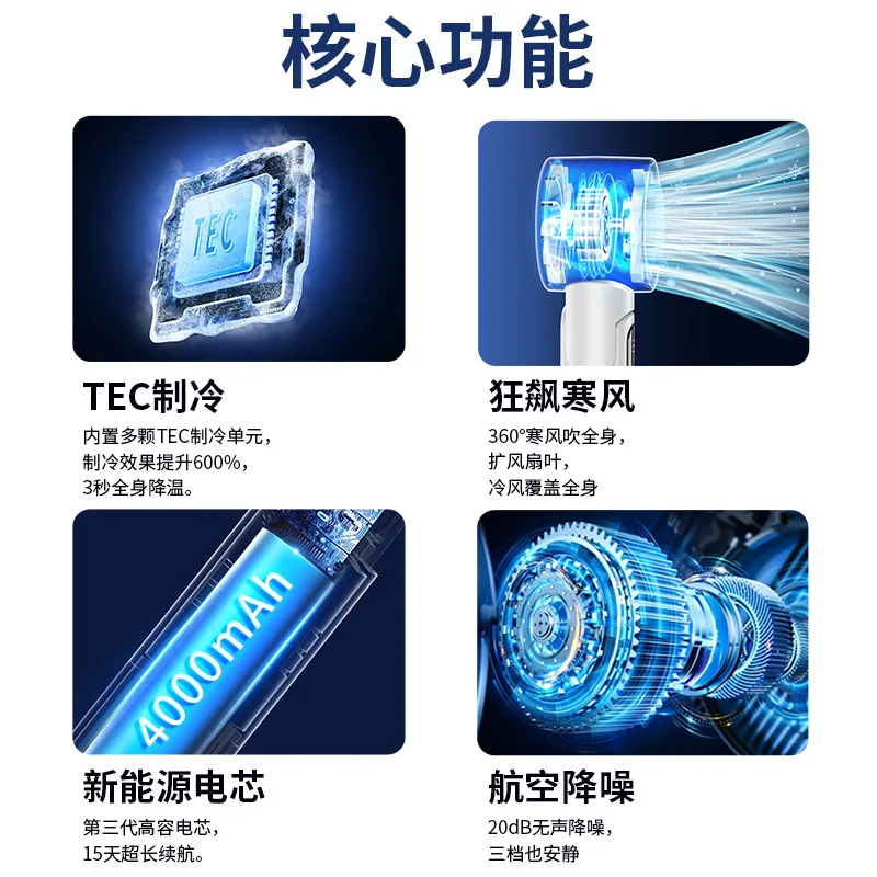 Quality Assurance! Handheld Fan Folding Portable High-speed Fan Cooling Ice Pack Charging Model Long Endurance Small Fan