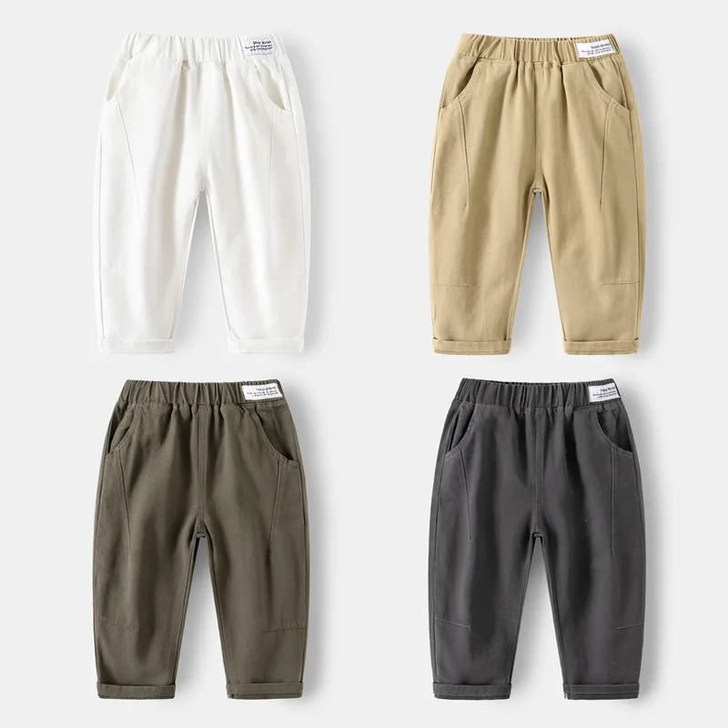 

2026 Spring Toddler Boys Versatile Pant Elastic Waist Kids Baby Boys Harem Pant Casual Solid Color Newborn Boys Loose Pant