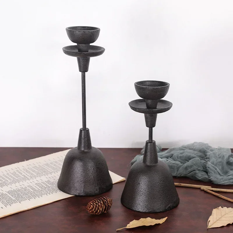 American soft Candlestick Chinese teahouse home furnishings Hotel cast iron home stay antique props Candlestick iron art