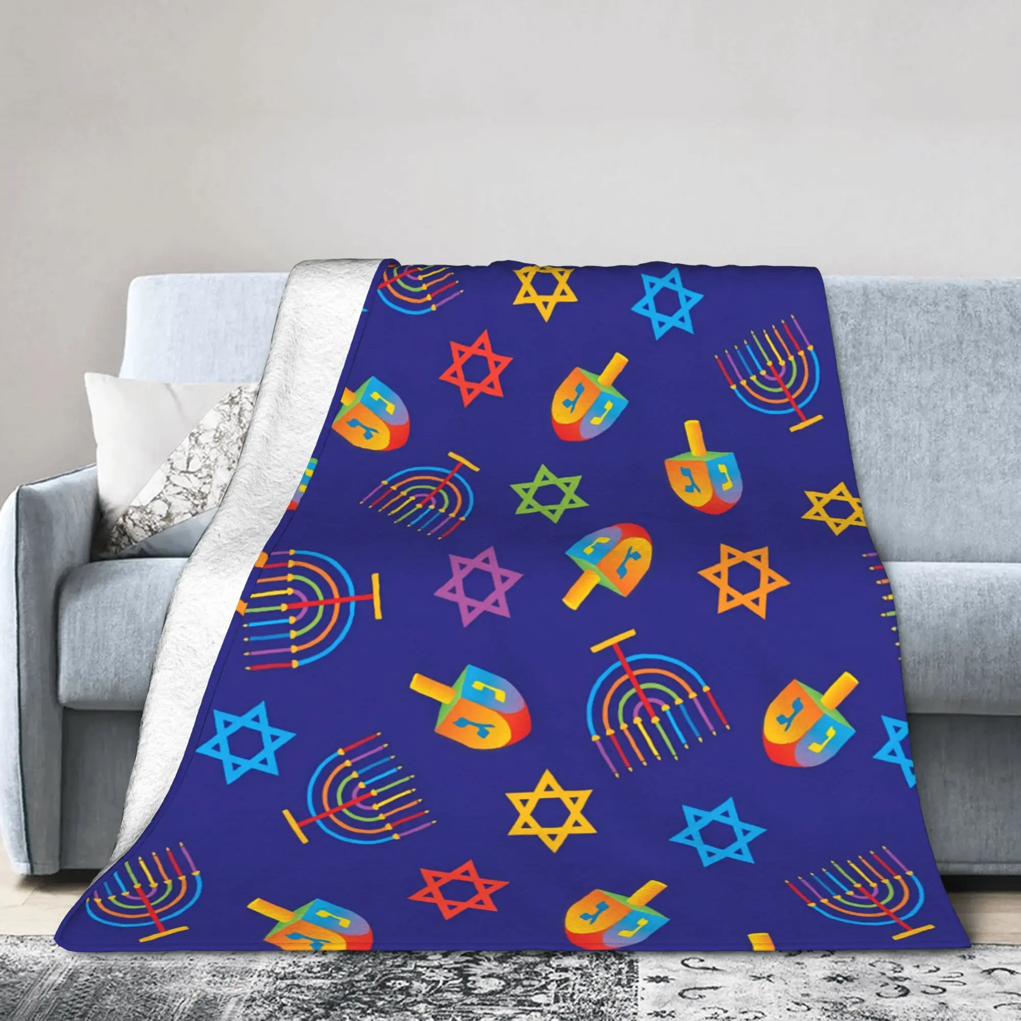 Hanukkah Star of David Blankets Chanukah Dreidel Fleece Awesome Warm Throw Blanket for Home  Winter