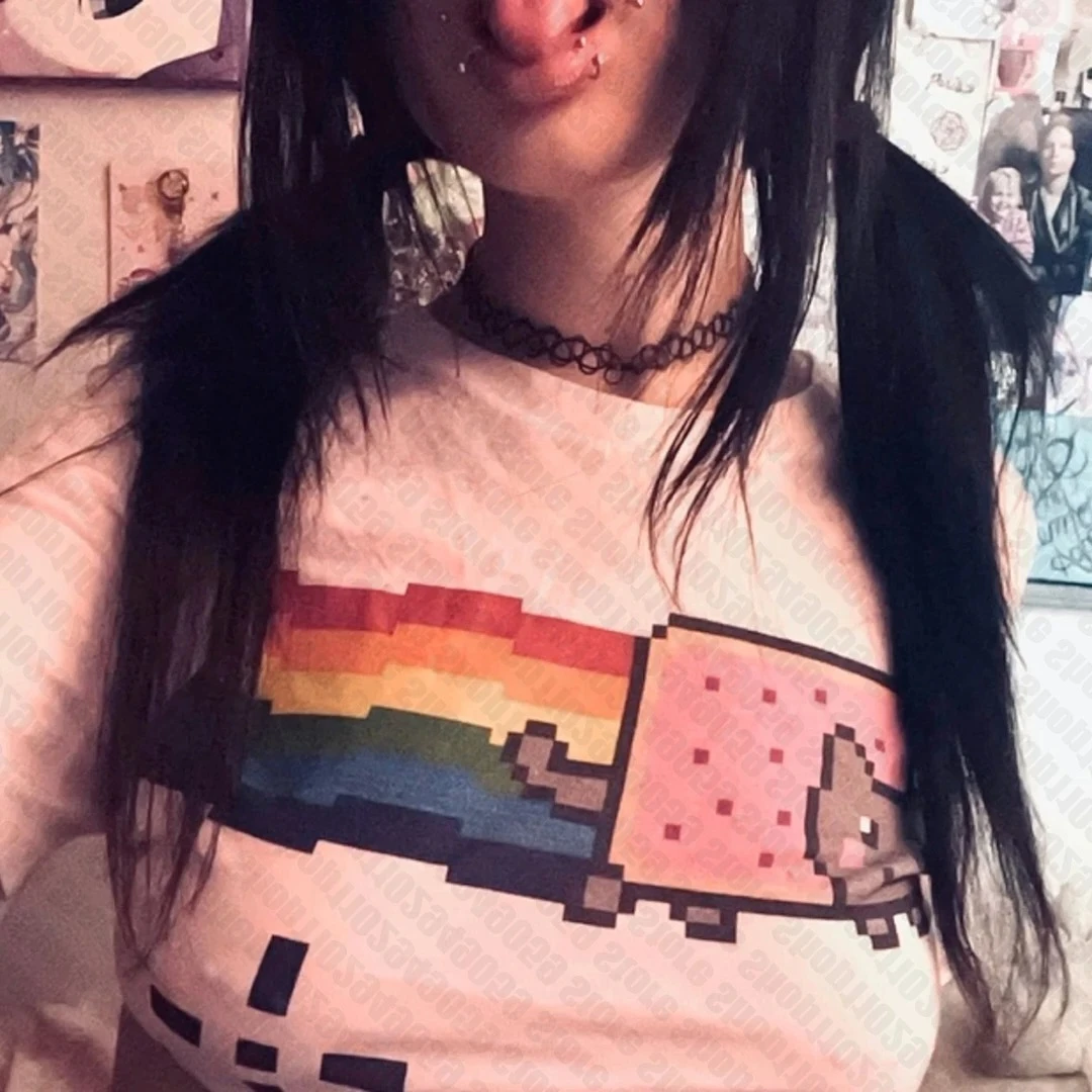 Camiseta de Manga Corta Estilo Y2K de los 2000s, Estética Gótica, Harajuku, para Mujer, con Estampado Gráfico, Estilo Grunge, Ropa Y2K