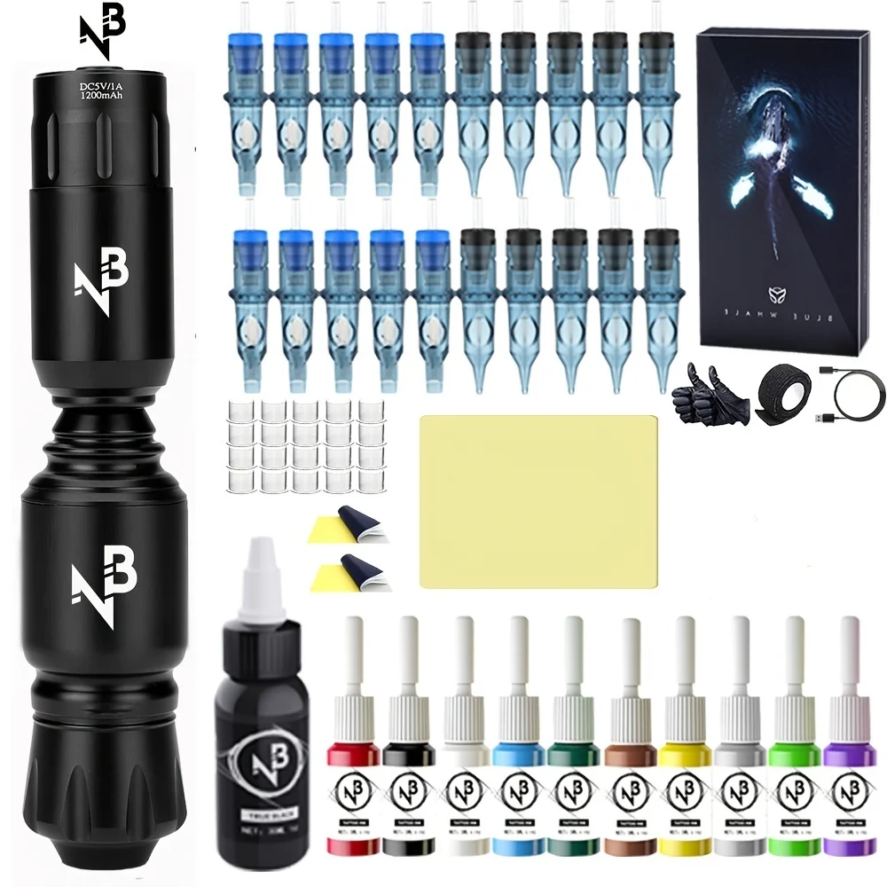 

Комплект тату-пистолета Goldplume, комплект беспроводной тату-машины, комплект тату-пистолета с источником питания для татуировки на 1500 мАч и 20 игл для татуировки, полный набор тату-набора, принадлежности для татуировки для начинающих