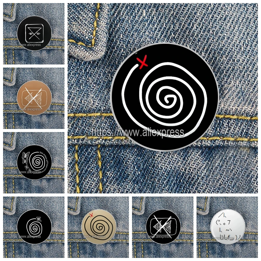 Stainless Steel Y2k Punk Pin Custom Life Is Strange Brooches Person Watches Spiral Badge Gift for Friends