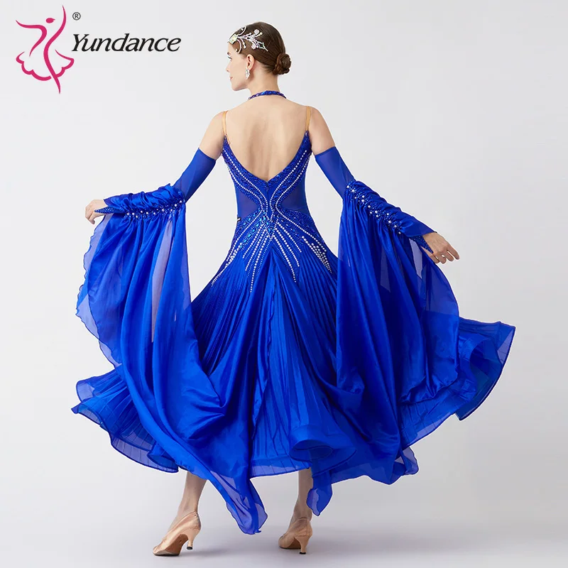 B-23176 New Women Modern Dance Rhinestone Color Diversity Dress Ballroom National Standard Waltz Competition Performance