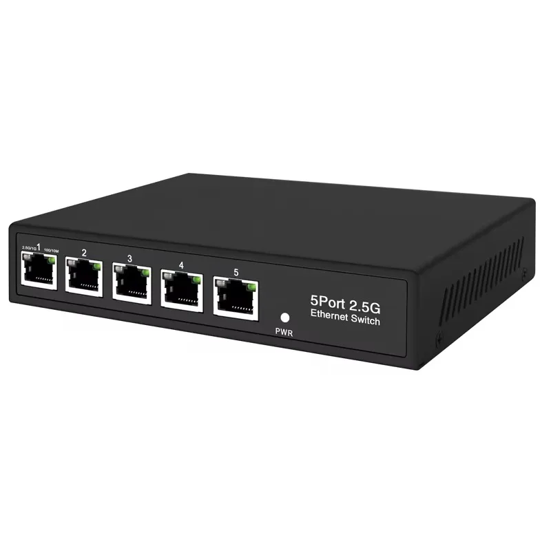 5 Port 2.5Gb Multi-gigabit Network Hub 12V 80G Bandwidth Unmanaged 5-Port 2.5G Metal Ethernet Switch
