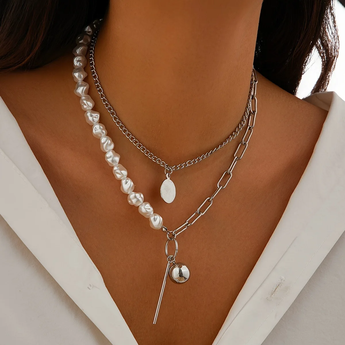 女性用クロスハートペンダントネックレス,ヨーロッパとアメリカのジュエリー,セーターチェーン,流行のアクセサリー
