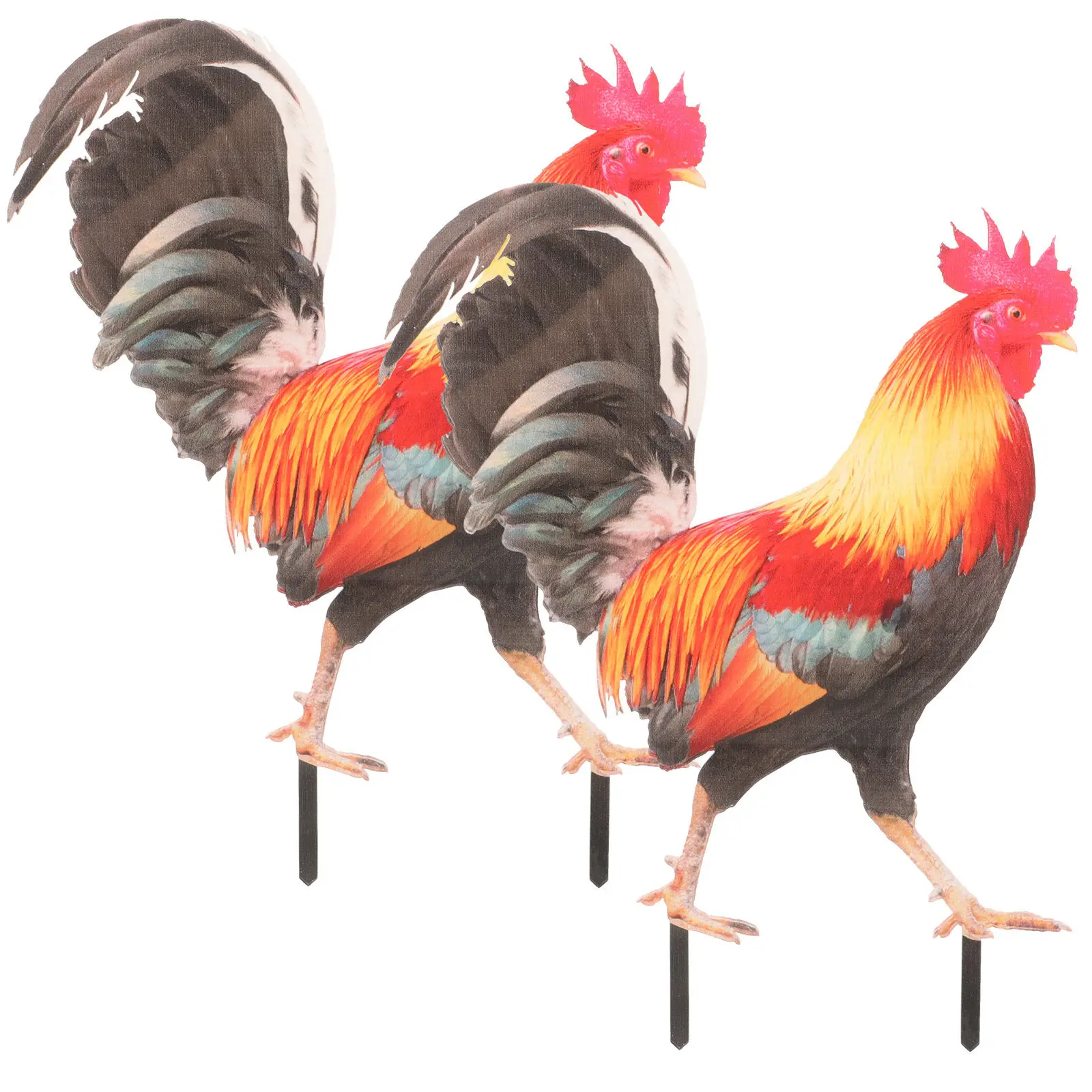 2Pcs Lifelike Acrylic Chicken Stake Garden Decoration Yard Sign Lawn Ornament Outdoor Adornment for Gardens Courtyards Doorways