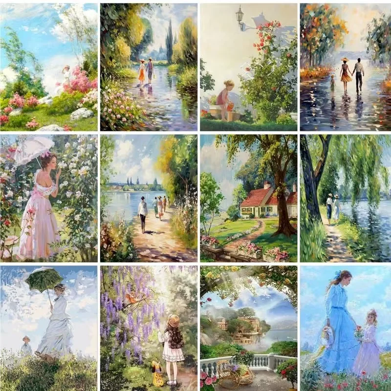 Diamantmalerei Gartenlandschaft Vollrunde/quadratische Diamanten Mosaik Handgemachte Kunst Exquisites Kreatives Geschenk Heimdekoration