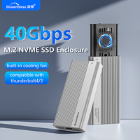 Blueendless USB4 40Gbps M.2 NVMe SSD Enclosure with Cooling Fan PCIe 4.0 Solid State Drive Case Compatible with Thunderbolt 4/3