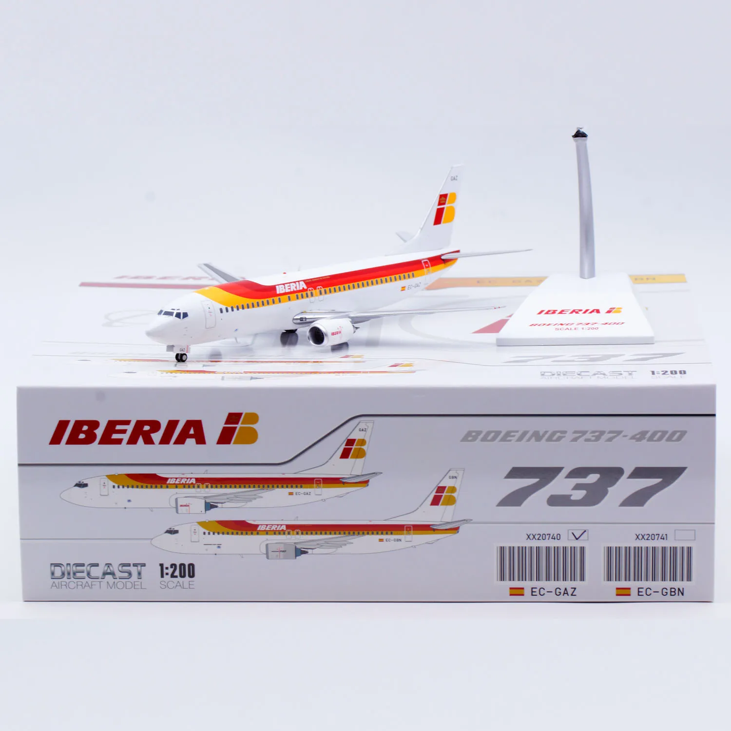 

XX20740 Alloy Collectible Plane Gift JC Wings 1:200 Iberia Boeing B737-400 Diecast Aircraft Jet Model EC-GAZ With Stand