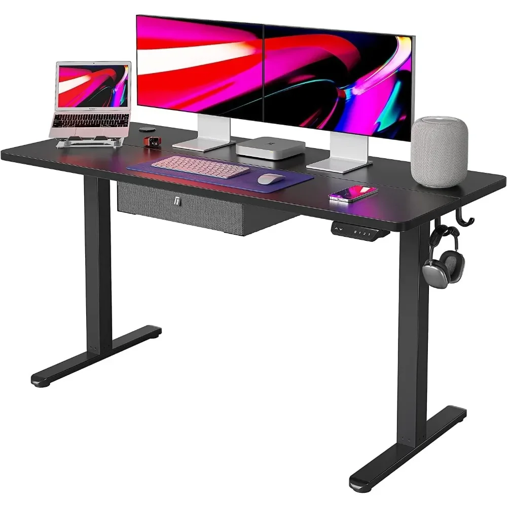 55x 24 Inches Standing Desk with Drawer, Adjustable Height Electric Stand up Desk with Storage, Sit Stand Home Office Desk.