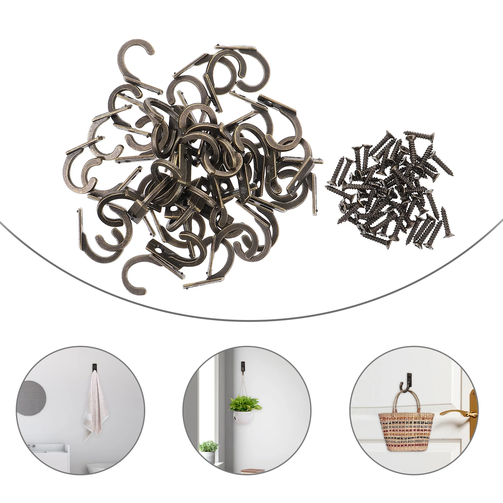 50 Pcs Hook up Furniture Hooks Wall Mounted Hanging Coat Decorative Zinc Alloy Single Towels Small