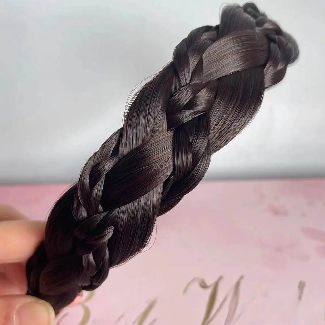 

Anti-Slip Six-Strand Braid Hairband White Hair Fake Wig Head Covering Women's Hair Accessory Pressure Relief Fashionable