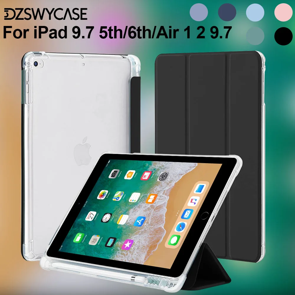 For iPad 9.7 Inch Case 6th/5th Generation 2018/2017, for iPad Air 1/2,Lightweight Protective Cover with Stylus Holder Soft TPU